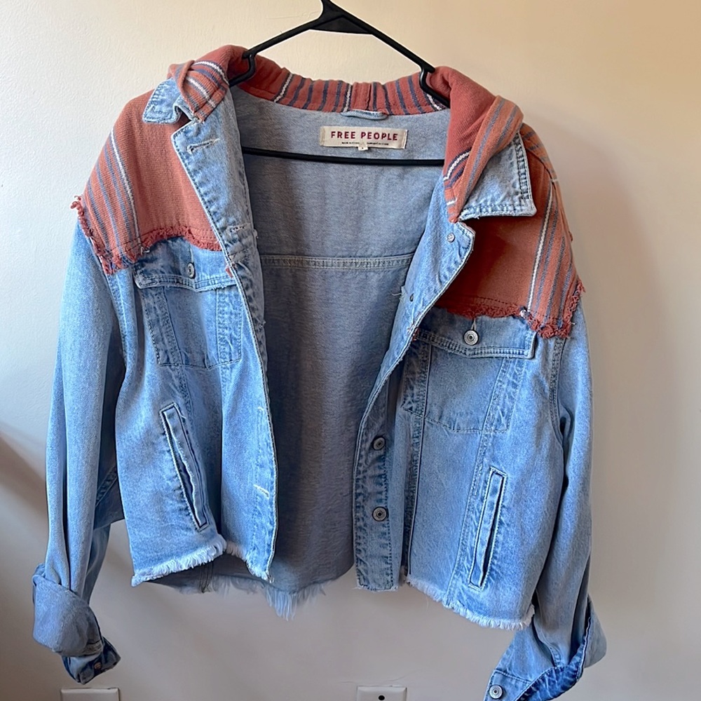 free people denim jacket, size s,